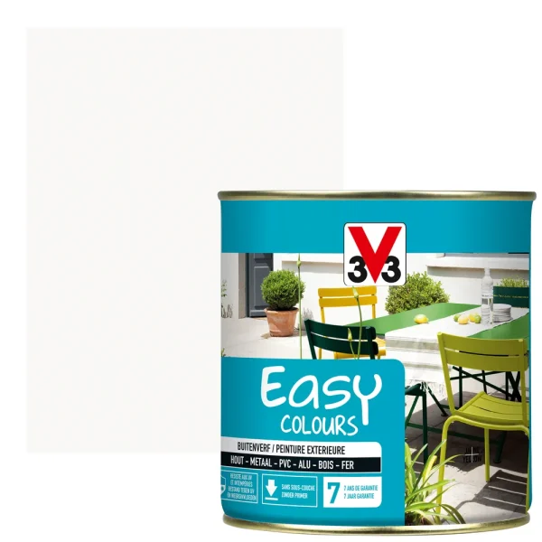 Peinture exrérieure multi-supports V33 Easy Colours blanc satiné 500ml