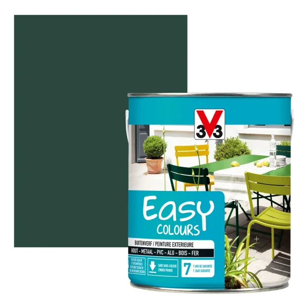 Peinture exrérieure multi-supports V33 Easy Colours vert basque satiné 2.5L