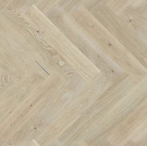 Parquet en Chêne Rustique - Bâton Rompu - Vernis Blanc - 600x90x15/4mm